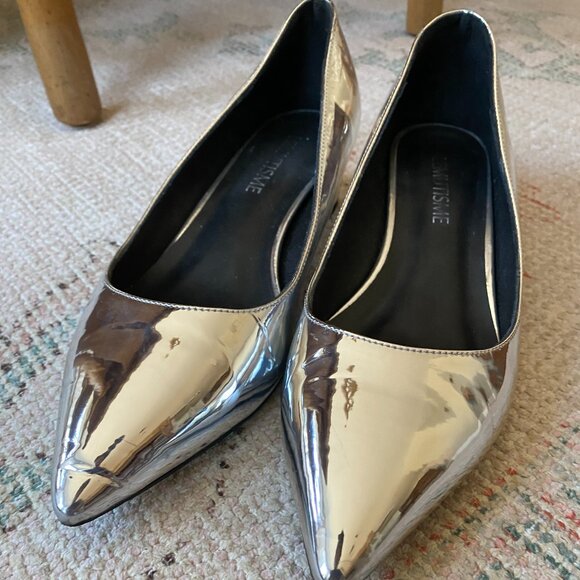 Silver Low Chunky Heels - Picture 1 of 7